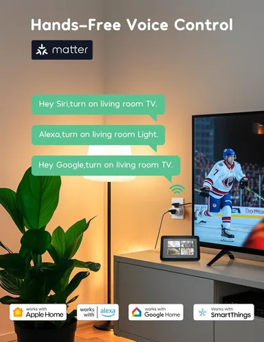 Vista 7 de Winees Matter - Enchufe inteligente compatible con Alexa, 15A/1800W máx. para automatización del hogar, control remoto por aplicación, temporizador