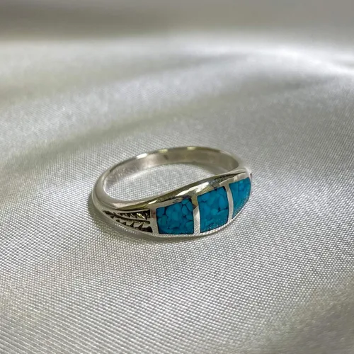 Vista 5 de Southwestern Style Turquoise Gemstone 925 Sterling Silver Ring for Women