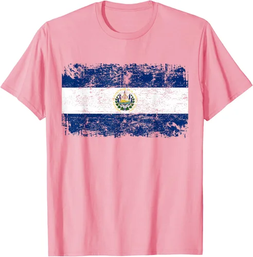 Vista 61 de EL SALVADOR Bandera Vintage Hombres Mujeres Niños Camiseta EL SALVADOR