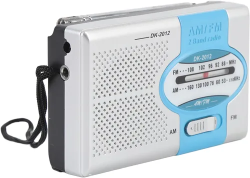 Vista 5 de Radio portátil, radio transistor de bolsillo AM FM con altavoz y conector para auriculares, para viajes al aire libre y uso doméstico (azul plateado)