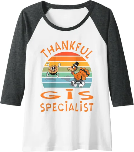 Vista 9 de GIS Specialist Job Funny Thanksgiving Raglan Baseball Tee