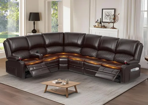 Vista 19 de Yolsali Sofá reclinable, sofá reclinable manual de 3 plazas con cojín de 2 niveles, sofás reclinables para sala de estar con consola removible