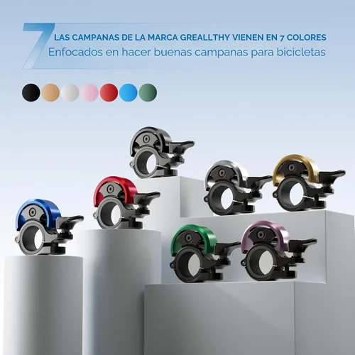 Vista 3 de Greallthy Loud Bike Bell for Adults Kids Fit 0.75-1in Handlebar Rojo