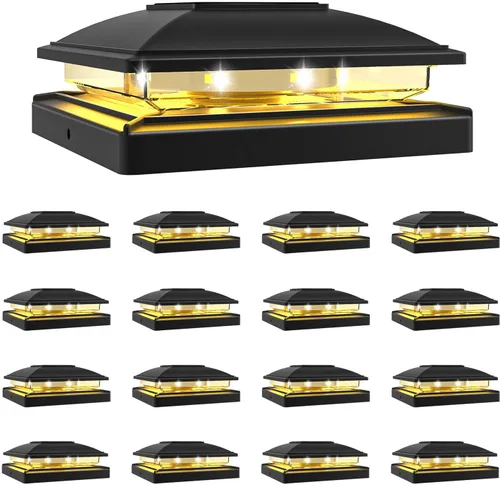 Vista 16 de VOLISUN - Luces solares para punta de poste al aire libre, impermeables, paquete de 12, valla solar - Luces para postes de 4x4, 5x5, 6x6 de Blanco