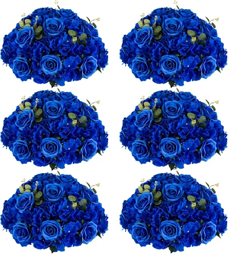 Vista 36 de Bolas de flores burdeos para centros de mesa: 11.8 pulgadas de diámetro, juego de 6