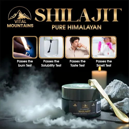 Vista 4 de Resina Shilajit pura del Himalaya para hombres y mujeres, rica en ácido fúlvico con más de 85 minerales traza para fuerza, energía, resistencia