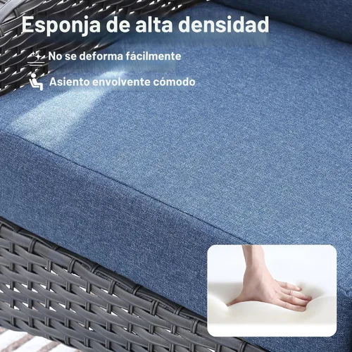 Vista 6 de ovios - Juego de muebles de patio de 2 piezas, sofá de mimbre para exteriores con sillas, silla de ratán con respaldo alto con cómodos cojines