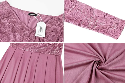 Vista 7 de Molliya - Vestido largo de maternidad de encaje y hombros descubiertos Maxi vestido elegante elástico, para baby shower y sesión de fotografías