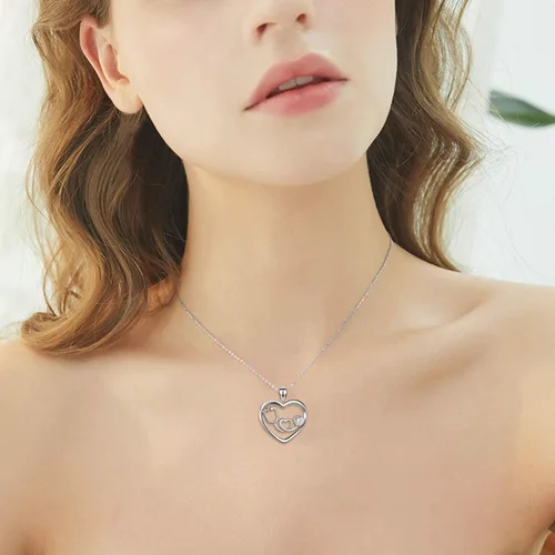 Vista 6 de Collar con estetoscopio de plata de ley con diseño de corazón y enfermería, regalo para enfermeras y médicos