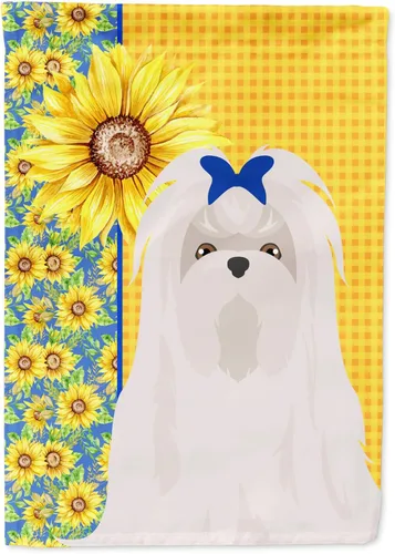 Vista 68 de Caroline's Treasures WDK5313GF Bandera de jardín con diseño de girasoles de verano, color negro y tostado, Airedale Terrier para buzón, bandera
