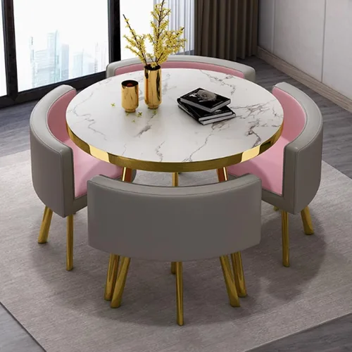 Vista 15 de YVYKFZD Round Conference Table, Office Reception Room Club Table, Coffee Kitchen Dining Table Set with Metal Legs, Business Conference Room Table 2