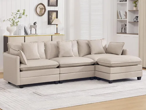 Vista 108 de Sofá modular en forma de nube de 113 pulgadas, sofás de asiento profundo de gran tamaño para sala de estar, sofá modular tapizado de chenilla