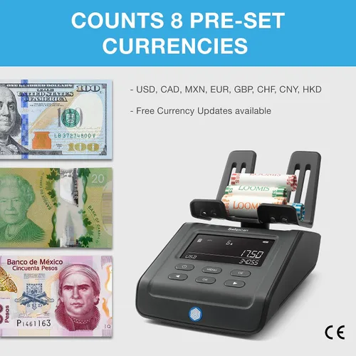 Vista 2 de Safescan Báscula de conteo de dinero 6175, multimoneda, ideal para monedas, billetes y artículos que no son efectivo, almacena resultados de conteo