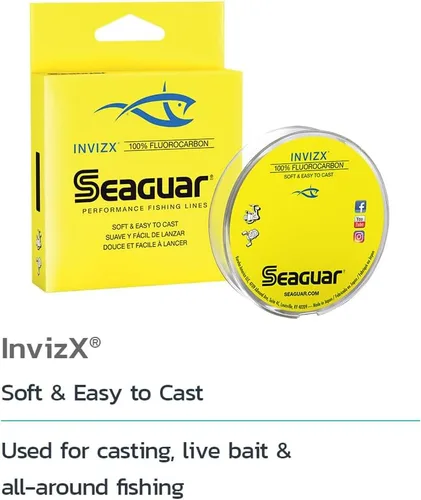 Vista 2 de Seaguar InvizX Multi-Species Fishing Line for Casting, Live Bait, Freshwater, 100% Fluorocarbon, Clear, Multiple Sizes