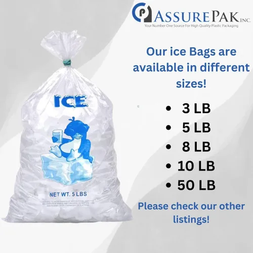 Vista 6 de Retail Bags Direct AssurePak 5LBICELDWF - Bolsas de hielo de 5 libras – 1000 bolsas de polietileno de polietileno de alta densidad - 9 x 18 pulgadas