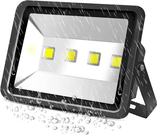 Vista 3 de Jiuding Proyector LED para exteriores, 200 W, súper brillante, 6000 K, impermeable, luz de seguridad, luz blanca equivalente a 1000 W, lámpara