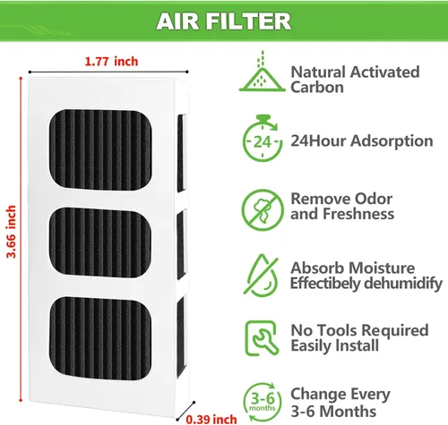 Vista 4 de Paultra2 - Filtro de aire para refrigerador Frigidaire Pureair Ultra 2, Electrolux 242047805, 5303918847, EAP12364179, paquete de 6 For Frigidaire