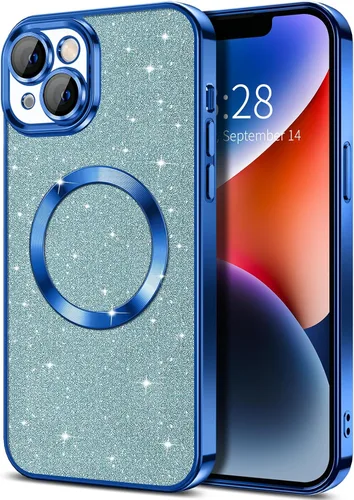 Vista 21 de Hython para iPhone 12 Funda con chispas brillantes, fundas transparentes magnéticas con protector de lente de cámara [Compatible con MagSafe]