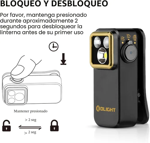 Vista 9 de OLIGHT Oclip Pro S - Linterna recargable EDC con clip, color negro