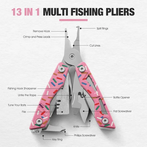 Vista 2 de VIRENKNIFE - Alicates multiherramienta 13 en 1, de acero inoxidable, multiherramienta EDC con cuchillo de bolsillo, destornillador, abrebotellas