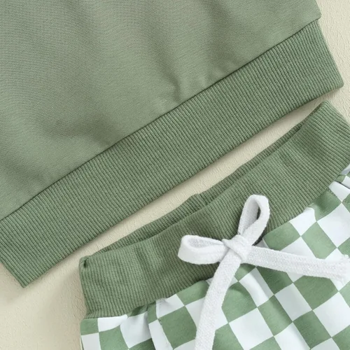 Vista 6 de Ehfomius Conjunto de 2 piezas de sudadera de manga larga con cuello redondo y pantalones deportivos para bebé niño