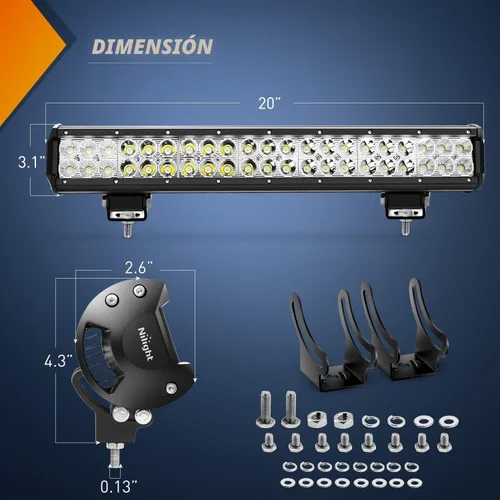 Vista 2 de Nilight Barra de luz LED de 20 pulgadas, 126 W, combinación de luces LED todoterreno de 12 V, 5 pines, interruptor basculante de 5 pines, kit
