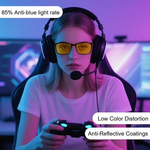 Vista 3 de ANDWOOD Gafas de bloqueo de luz azul para hombres y mujeres, filtro de computadora, marco grande, bloqueador de luz azul, antirayos azules, ligeros