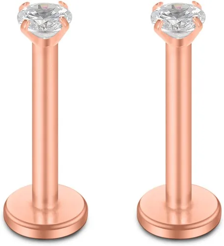 Vista 3 de SCERRING Anillos de labios de 16G con circonita cúbica transparente, Labret Monroe, anillo para labios, tragus, uñas, hélice, piercing de perno