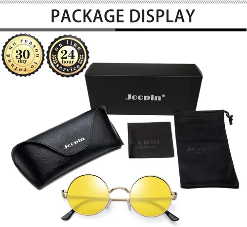 Vista 5 de Gafas de sol Joopin polarizadas estilo Lennon redondas gafas de sol estilo hippy redondas para mujer y hombre