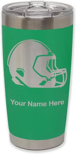 Vista 8 de LaserGram Vaso aislado al vacío de 20 onzas, casco de fútbol, grabado personalizado incluido (morado claro)