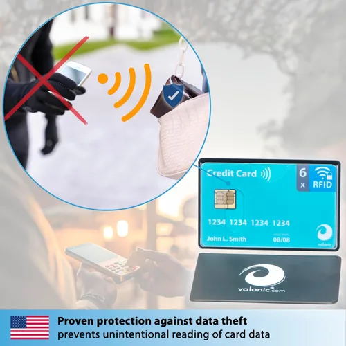 Vista 2 de valonic Juego de 6 fundas de bloqueo RFID - inserción desde la parte superior, funda protectora de tarjeta de crédito para cartera - Bloque