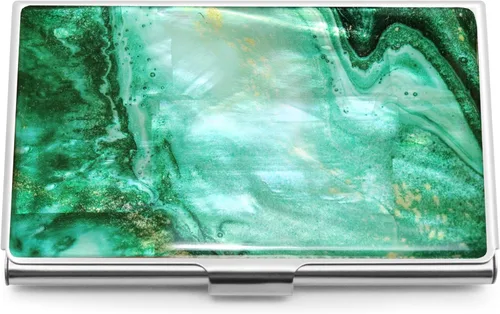 Vista 9 de MADDesign Mother of Pearl Funda para tarjetas de visita, Azul (Abstract Blue), Pequeña, Moderno