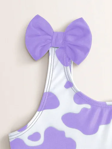 Vista 3 de WDIRARA Traje de baño de una pieza con estampado de vaca para niña