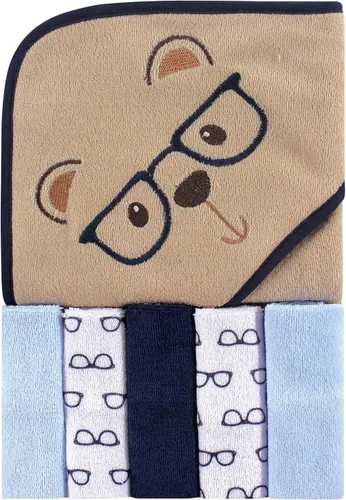 Vista 9 de Luvable Friends Toalla unisex con capucha para bebé con cinco paños, zorro para niños, talla única