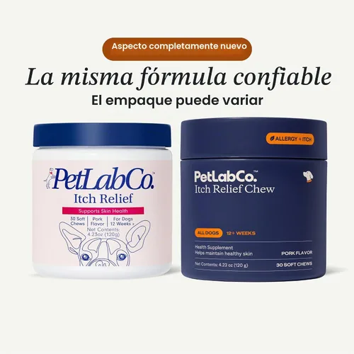 Vista 2 de PetLab Co. - Masticables para aliviar la picazón para perros, 30 masticables suaves, cerdo Omega 3-6-9, cúrcuma y miel para apoyar la piel seca