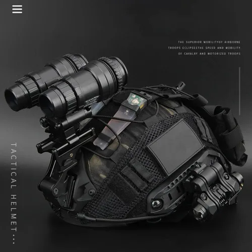 Vista 3 de CS - Juego de paintball para exteriores, casco táctico de camuflaje rápido, binocular, dispositivo de visión nocturna, modelo de antorcha