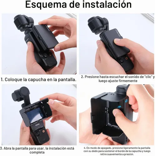 Vista 7 de REYGEAK - Parasol para DJI OSMO de bolsillo 4/3, cubierta de bolsillo de 3 pantallas, parasol protector plegable para DJI Pocket 4 accesorios