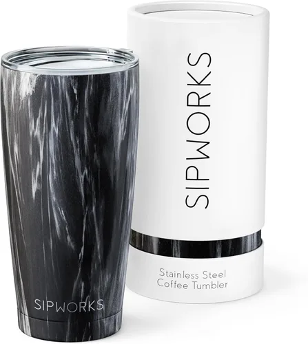 Vista 14 de Sipworks Vaso de café – Taza de café de viaje aislada de 20 onzas, resistente a derrames, de acero inoxidable, taza de café grande con tapa