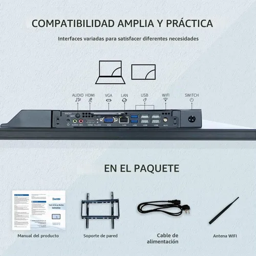 Vista 4 de Monitor interactivo de pantalla táctil de 32 pulgadas, tablero inteligente con pantalla 16:9 1080P, pizarra blanca electrónica Win-10, pantalla