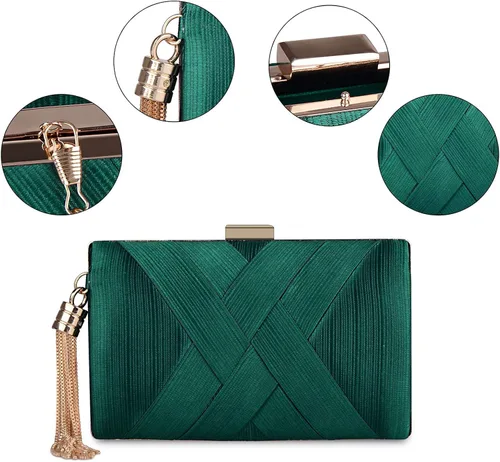 Vista 3 de BAGLAMOR Bolsos de noche de las mujeres elegante borla bolso embrague bolso para novia boda baile noche fuera fiesta