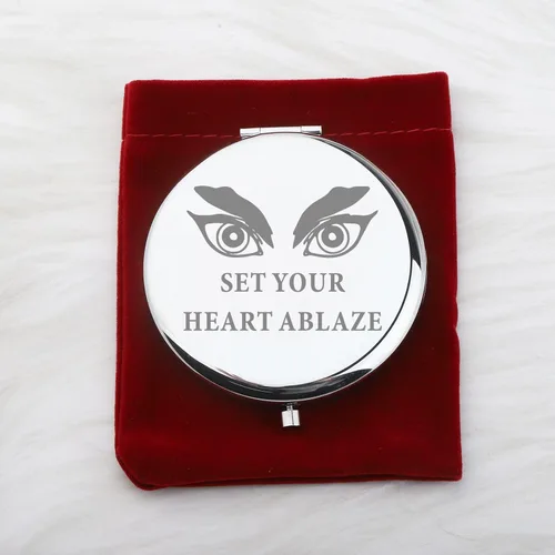 Vista 5 de WUSUANED Juego de regalo inspirador de espejo de manga de anime, tu corazón ardiente, regalos inspirados en anime, espejo de maquillaje Rengoku