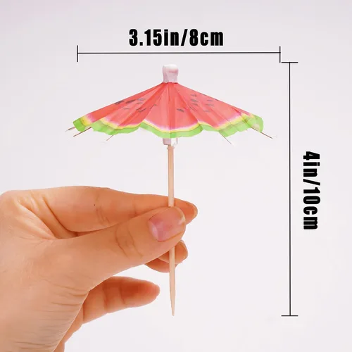 Vista 3 de 20 piezas de palillos de cóctel de papel para bebidas, pequeños paraguas, brochetas de Navidad, palillos de dientes elegantes para aperitivos