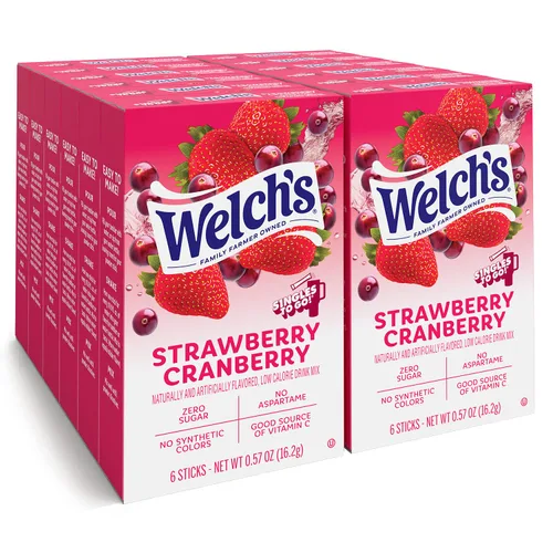 Vista 16 de Welch's Singles To Go! Paquete variado de mezcla de bebida de arándano, paquetes de sabor de agua sin azúcar, sin aspartamo, sin tintes