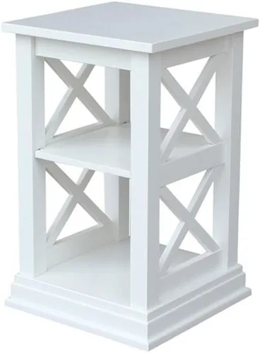 Vista 12 de IC International Concepts Hampton - Mesa decorativa de madera maciza con estantes, color negro