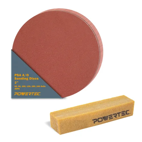 Vista 7 de POWERTEC 10 discos de lijado PSA de grano 60 de 9 pulgadas, papel de lija autoadhesivo de 9 pulgadas, para paneles de yeso, carpintería, pintura