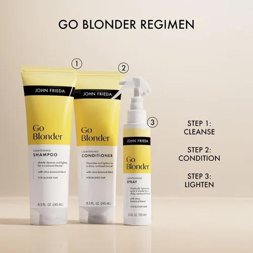Vista 9 de John Frieda Go Blonder - Spray aclarador para cabello rubio, 3.5 onzas líquidas, paquete de 2 Bleach-free Blonde Hair Lightener, Citrus &