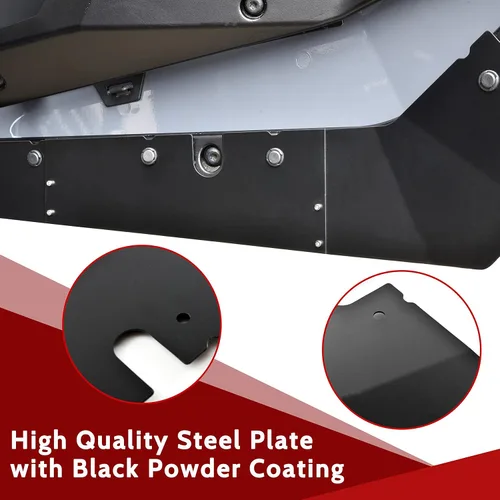 Vista 5 de SAUTVS Panel de moldura de puerta inferior de acero y bloqueo de pozo de rueda trasera para RZR PRO XP, cenefa de puerta inferior y protector contra