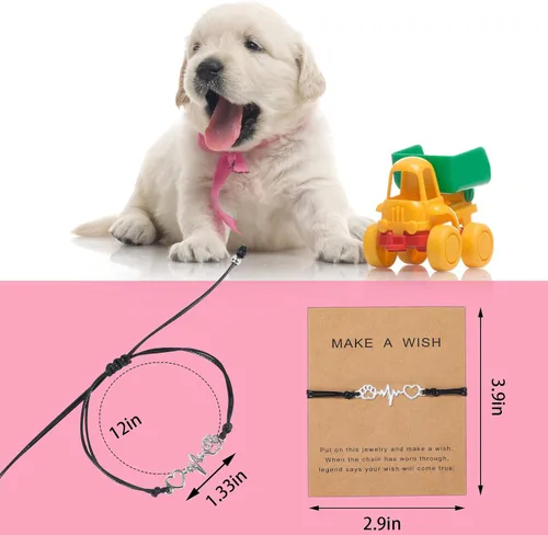 Vista 24 de PLwelth Pulseras de perro de cachorro para mujeres y hombres, regalos conmemorativos para amantes de las mascotas, regalos de amistad para ella, sus