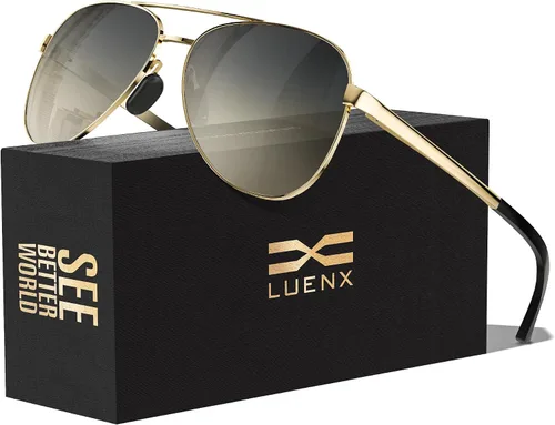 Vista 2 de LUENX - Lentes de sol polarizadas con protección UV 400 para hombre y mujer, incluye funda