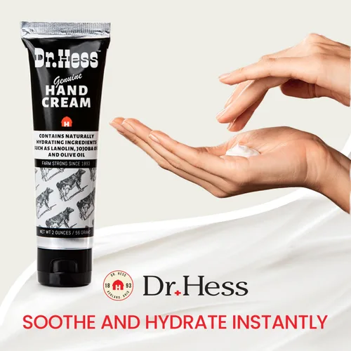 Vista 2 de Dr. Hess Crema de manos genuina, loción nutritiva y suavizante para manos y talones secos y agrietados, alivio del eccema, con lanolina, cera